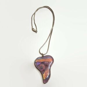 Pink Dichroic Glass Sterling Silver Snake Chain Necklace
